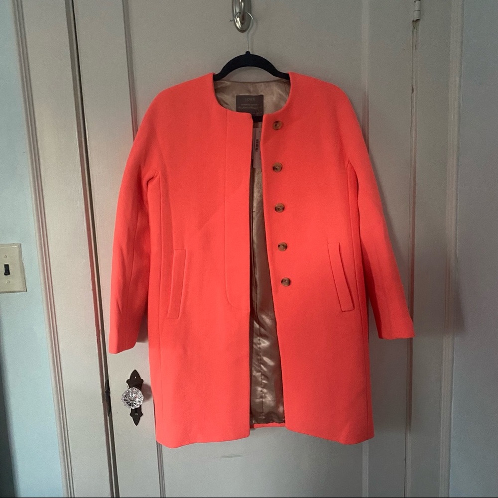J.Crew Neon pink/orange peacoat